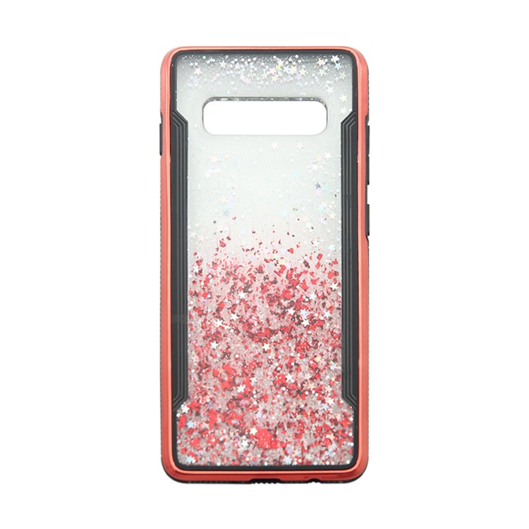 PC Back + TPU Frame Shiny Glittery Phone Case for Samsung Galaxy S10 Plus - Red-5