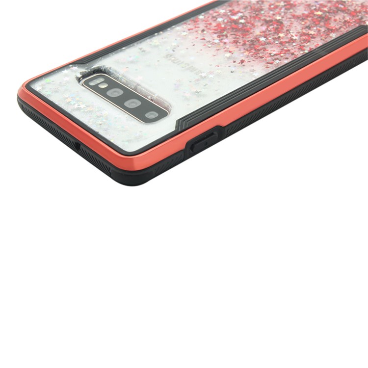 PC Back + TPU Frame Shiny Glittery Phone Case for Samsung Galaxy S10 Plus - Red-6