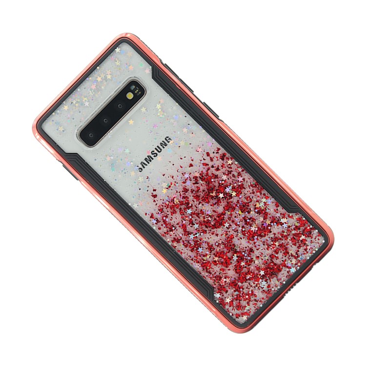 PC Back + TPU Frame Shiny Glittery Phone Case for Samsung Galaxy S10 Plus - Red-8