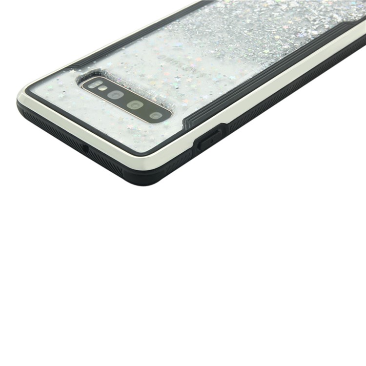 PC Back + TPU Frame Shiny Glittery Phone Case for Samsung Galaxy S10 Plus - Silver-5