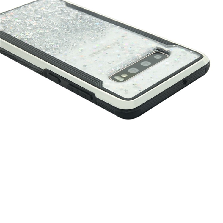 PC Back + TPU Frame Shiny Glittery Phone Case for Samsung Galaxy S10 Plus - Silver-6