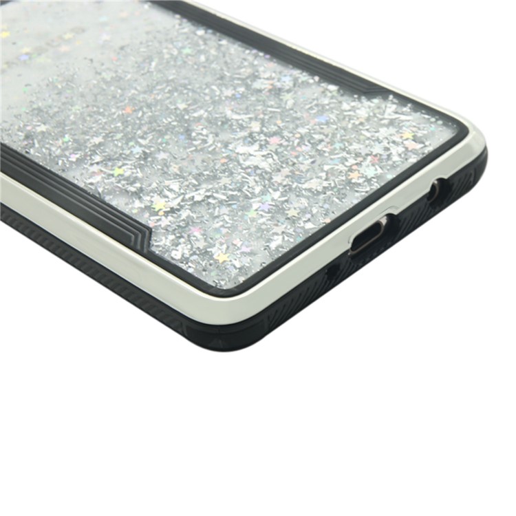 PC Back + TPU Frame Shiny Glittery Phone Case for Samsung Galaxy S10 Plus - Silver-7