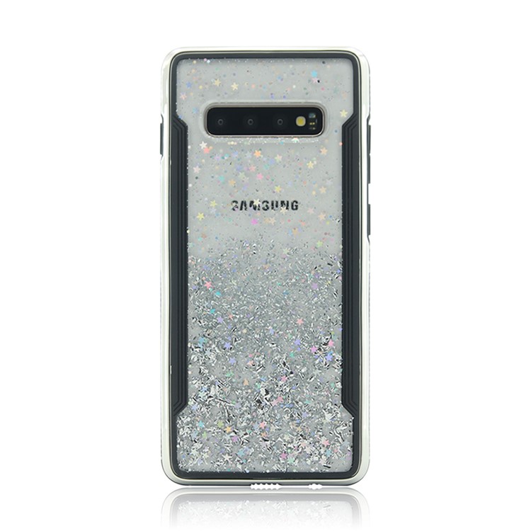 PC Back + TPU Frame Shiny Glittery Phone Case for Samsung Galaxy S10 Plus - Silver-8