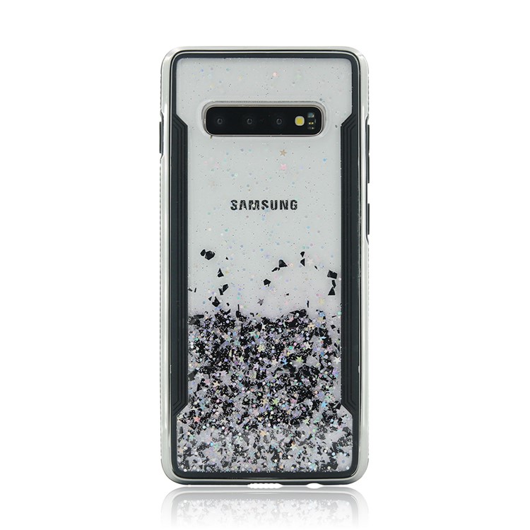 PC Back + TPU Frame Shiny Glittery Phone Case for Samsung Galaxy S10 Plus - Black-2