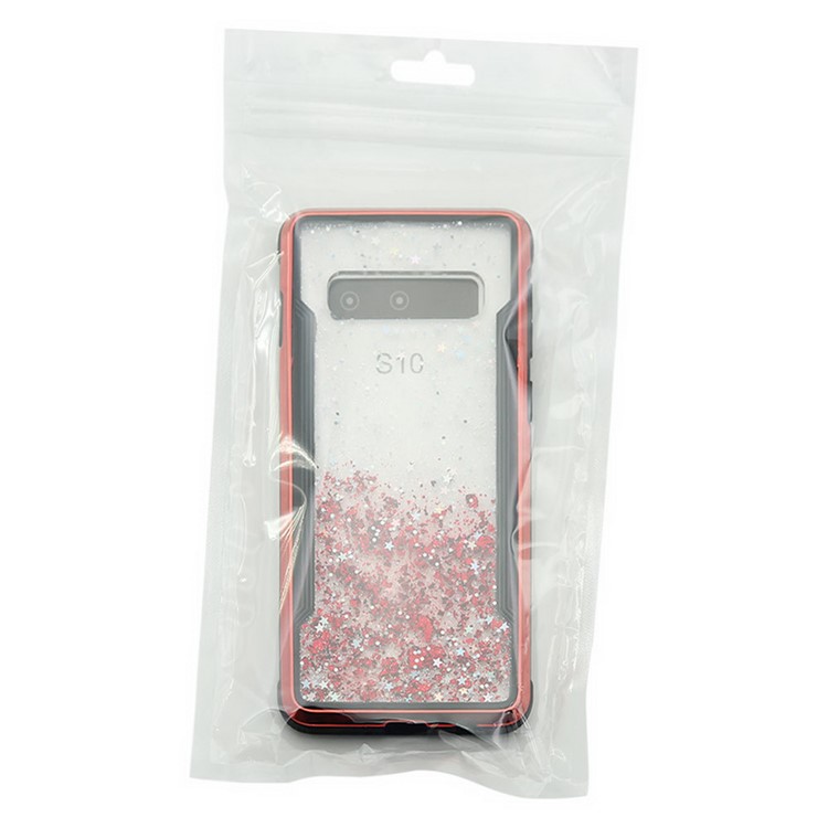 Sparkle Glittery PC Back + TPU Frame Phone Case for Samsung Galaxy S10 - Red-12