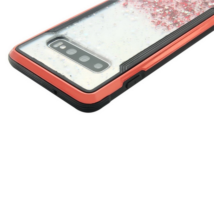 Sparkle Glittery PC Back + TPU Frame Phone Case for Samsung Galaxy S10 - Red-5