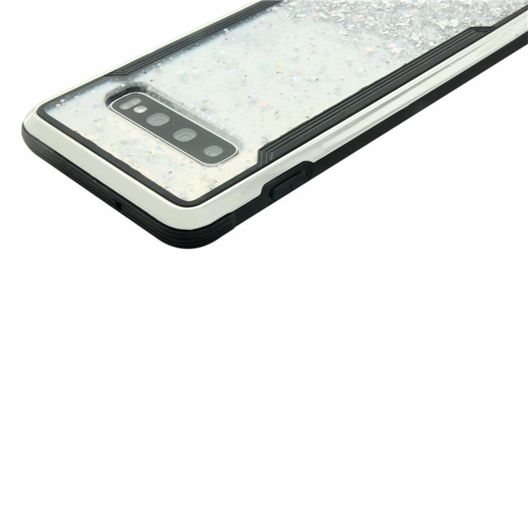 Sparkle Glittery PC Back + TPU Frame Phone Case for Samsung Galaxy S10 - Silver-3