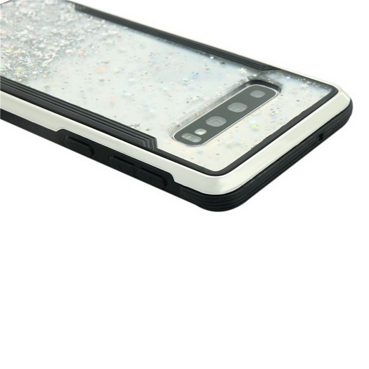 Sparkle Glittery PC Back + TPU Frame Phone Case for Samsung Galaxy S10 - Silver-5