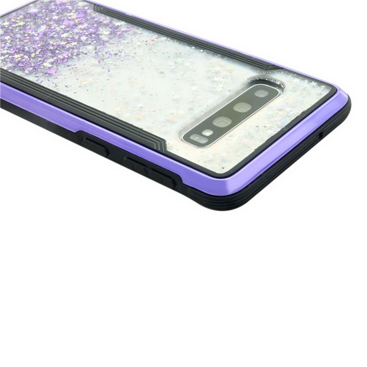Sparkle Glittery PC Back + TPU Frame Phone Case for Samsung Galaxy S10 - Purple-4