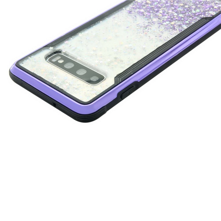 Sparkle Glittery PC Back + TPU Frame Phone Case for Samsung Galaxy S10 - Purple-6