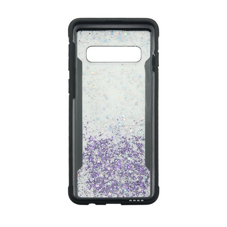 Sparkle Glittery PC Back + TPU Frame Phone Case for Samsung Galaxy S10 - Purple-8
