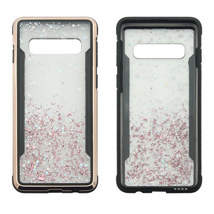 Sparkle Glittery PC Back + TPU Frame Phone Case for Samsung Galaxy S10 - Rose-2