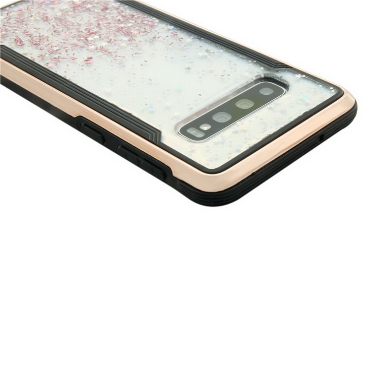 Sparkle Glittery PC Back + TPU Frame Phone Case for Samsung Galaxy S10 - Rose-5