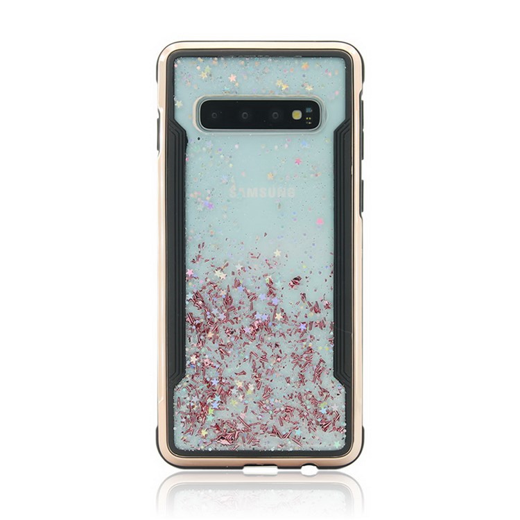 Sparkle Glittery PC Back + TPU Frame Phone Case for Samsung Galaxy S10 - Rose-6