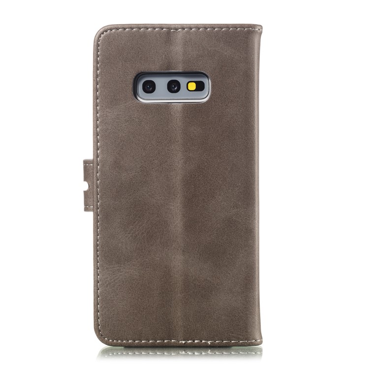 Imprinted Cat Pattern Leather Wallet Case for Samsung Galaxy S10e - Grey-3