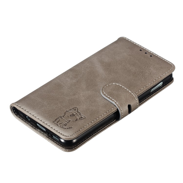 Imprinted Cat Pattern Leather Wallet Case for Samsung Galaxy S10e - Grey-7