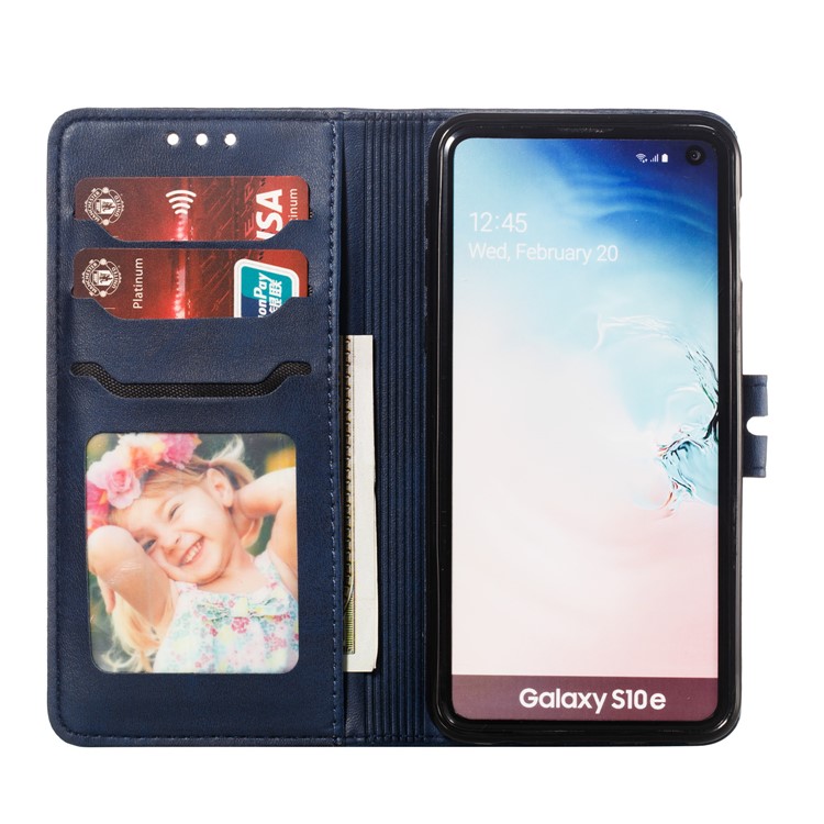 Imprinted Cat Pattern Leather Wallet Case for Samsung Galaxy S10e - Blue-4