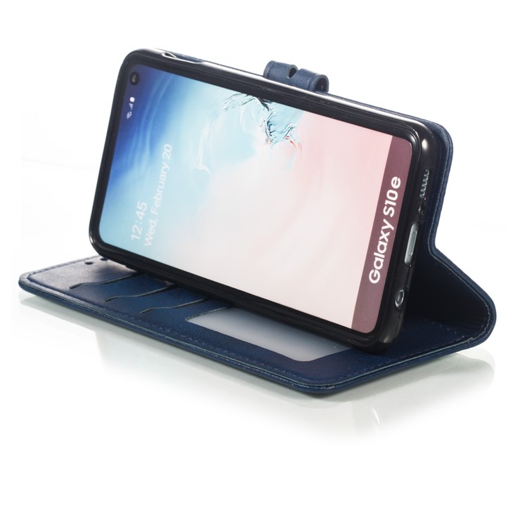 Imprinted Cat Pattern Leather Wallet Case for Samsung Galaxy S10e - Blue-6