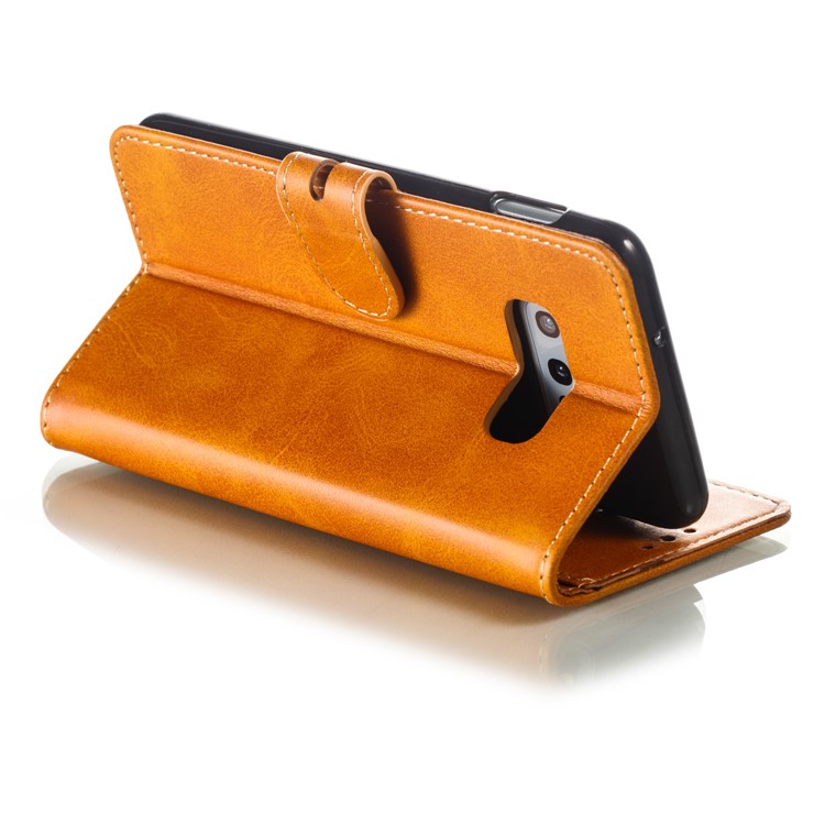 Estuche De Piel Con Estampado De Gato Estampado Para Samsung Galaxy S10e - Marrón-5