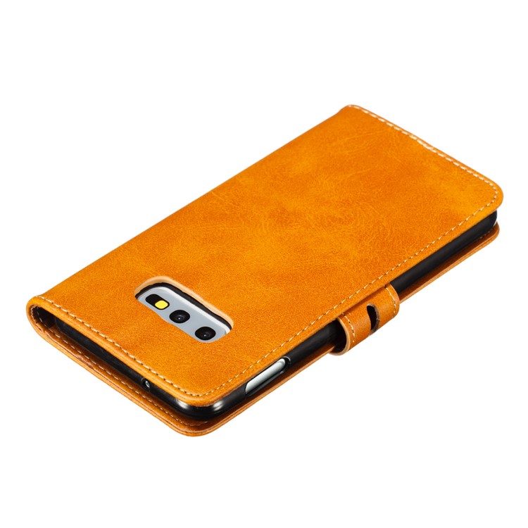 Estuche De Piel Con Estampado De Gato Estampado Para Samsung Galaxy S10e - Marrón-8