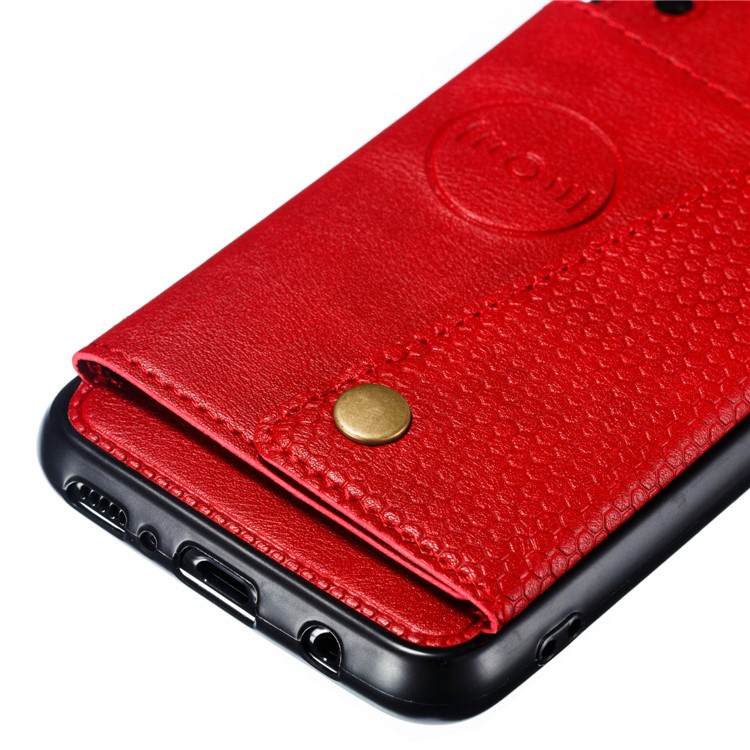 Titular Do Cartão De Couro PU PU Titular Magnética Kickstand Tampa Do Telefone Móvel Para Samsung Galaxy M20 - Vermelho-4