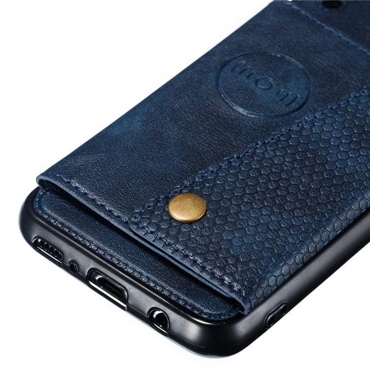 Custodia Per Cellulare In TPU Rivestita In Pelle Con Supporto Magnetico Per Cellulare Per Samsung Galaxy M20 - Blu-3