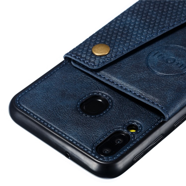 Custodia Per Cellulare In TPU Rivestita In Pelle Con Supporto Magnetico Per Cellulare Per Samsung Galaxy M20 - Blu-4