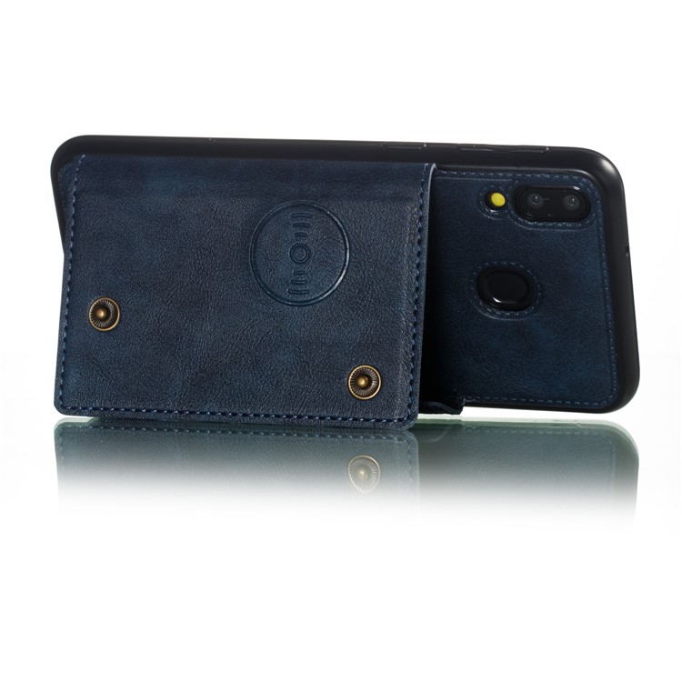 Custodia Per Cellulare In TPU Rivestita In Pelle Con Supporto Magnetico Per Cellulare Per Samsung Galaxy M20 - Blu-5