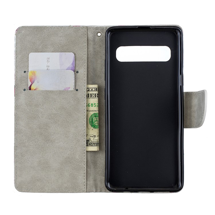 Laser Carving Pattern Printing Wallet Leather Casing with Strap for Samsung Galaxy S10 5G - Cute Cats-4