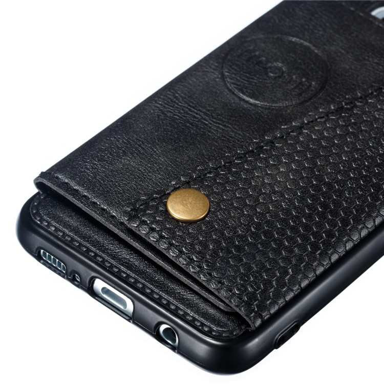 PU Leather Coated TPU Card Holder Magnetic Kickstand Mobile Phone Case for Samsung Galaxy S10e - Black-4