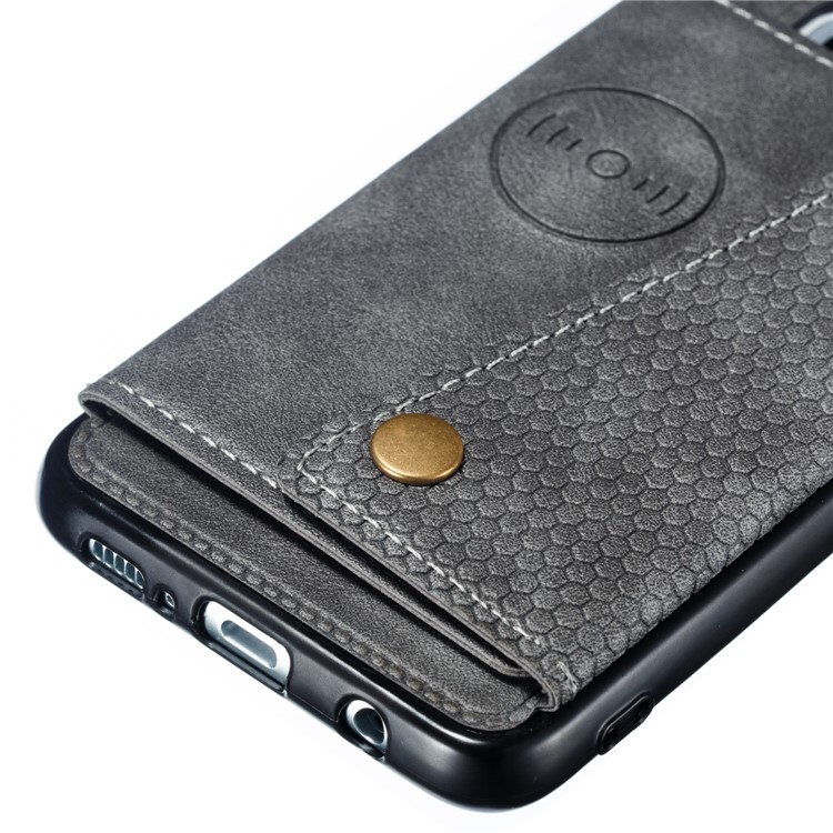 PU Leather Coated TPU Card Holder Magnetic Kickstand Mobile Phone Case for Samsung Galaxy S10e - Grey-3