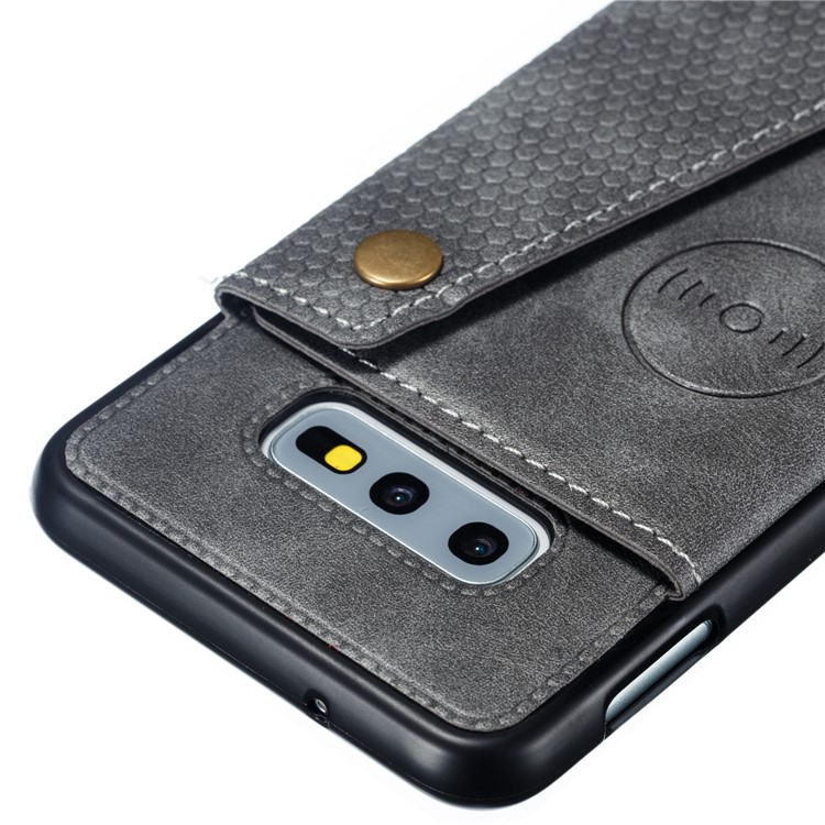PU Leather Coated TPU Card Holder Magnetic Kickstand Mobile Phone Case for Samsung Galaxy S10e - Grey-4