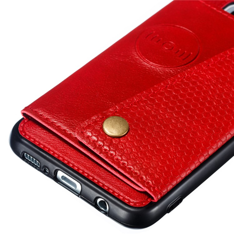 PU Leather Coated TPU Card Holder Magnetic Kickstand Mobile Phone Case for Samsung Galaxy S10e - Red-3