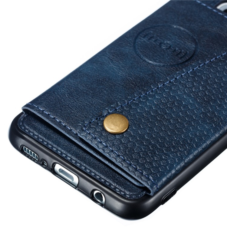 PU Leather Coated TPU Card Holder Magnetic Kickstand Mobile Phone Case for Samsung Galaxy S10e - Blue-4