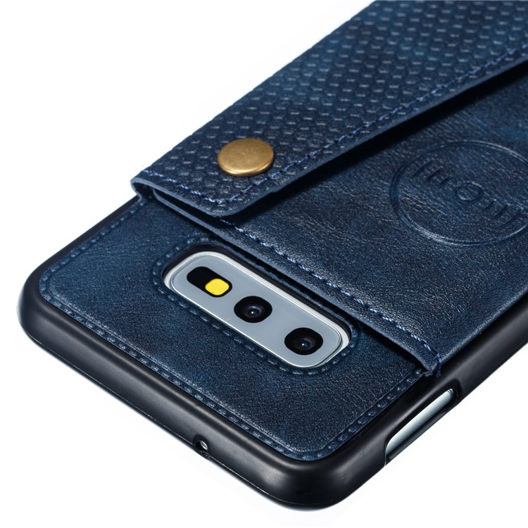 PU Leather Coated TPU Card Holder Magnetic Kickstand Mobile Phone Case for Samsung Galaxy S10e - Blue-5