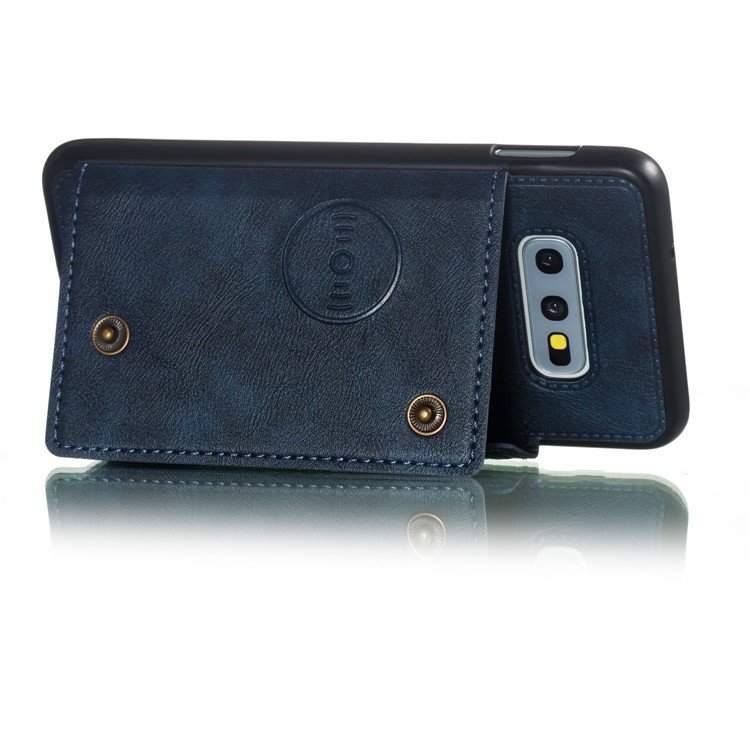 PU Leather Coated TPU Card Holder Magnetic Kickstand Mobile Phone Case for Samsung Galaxy S10e - Blue-6