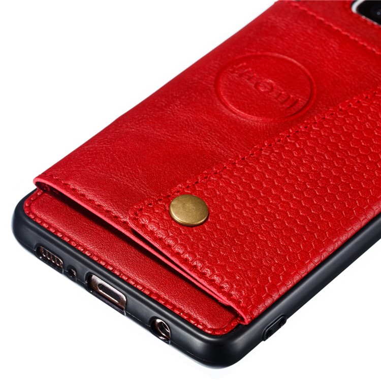 La PU Cubre Con Cuero La Cubierta Magnética Del Teléfono Móvil Del Soporte De Tarjeta De TPU Para Samsung Galaxy S10 Más - Rojo-3