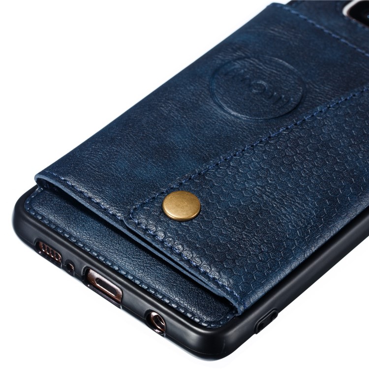 PU Leather Coated TPU Card Holder Magnetic Kickstand Mobile Phone Cover for Samsung Galaxy S10 Plus - Blue-3