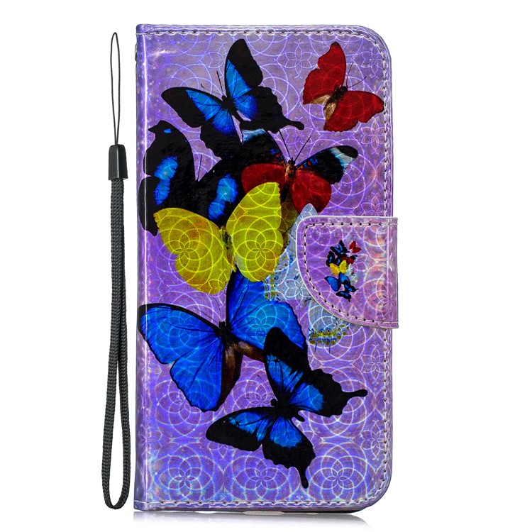Laser Carving Pattern Printing Wallet Leather Phone Case for Samsung Galaxy A10/M10 - Butterflies-3
