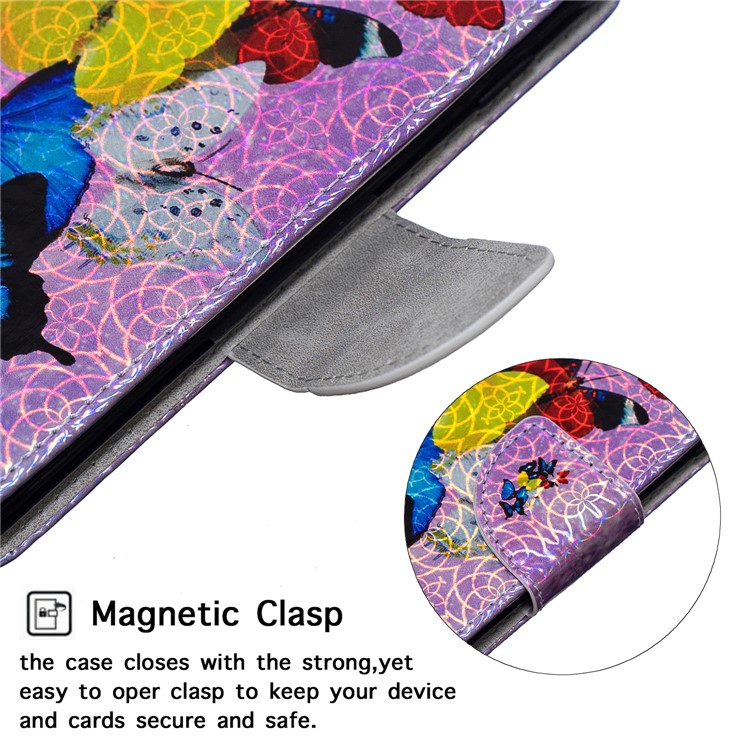 Laser Carving Pattern Printing Wallet Leather Phone Case for Samsung Galaxy A10/M10 - Butterflies-6