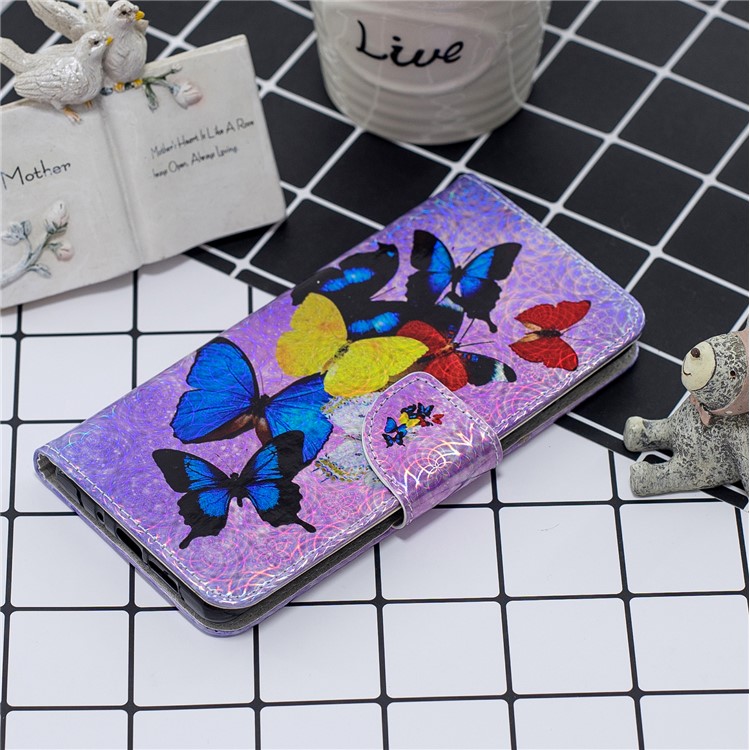 Laser Carving Pattern Printing Wallet Leather Phone Case for Samsung Galaxy A10/M10 - Butterflies-7