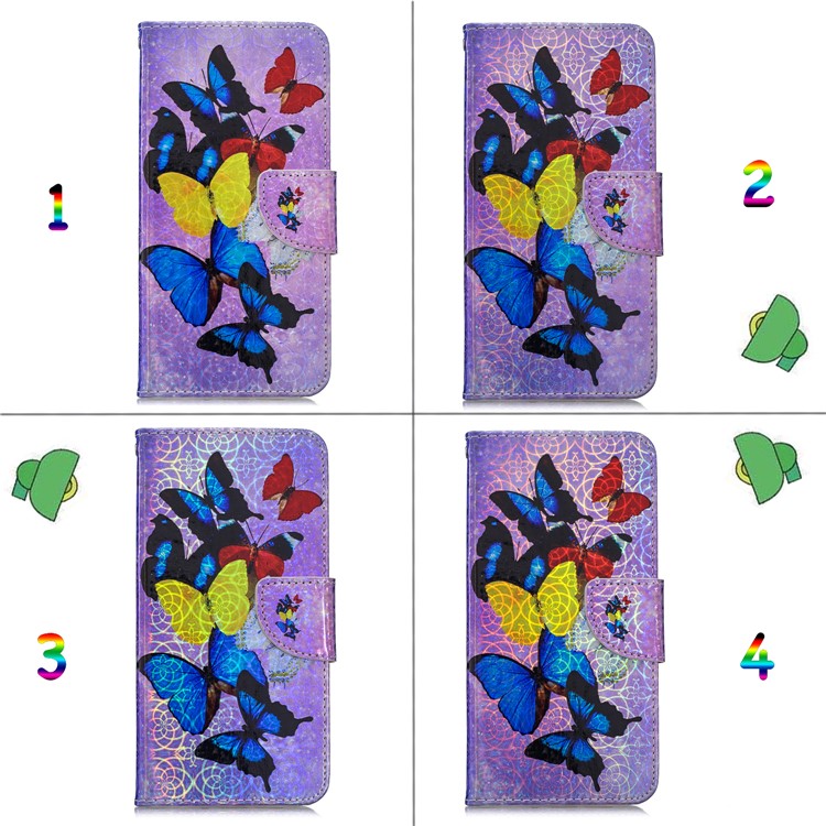 Laser Carving Pattern Printing Wallet Leather Phone Case for Samsung Galaxy A10/M10 - Butterflies-8