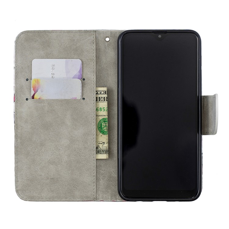 Laser Carving Muster Druck Brieftasche Ledertelefonkasten Für Samsung Galaxy A10 / M10 - Einhörner Und Wolken-5