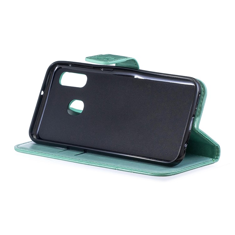 Impressum Schmetterling Blume Leder Brieftasche Für Samsung Galaxy A20E - Cyan-4