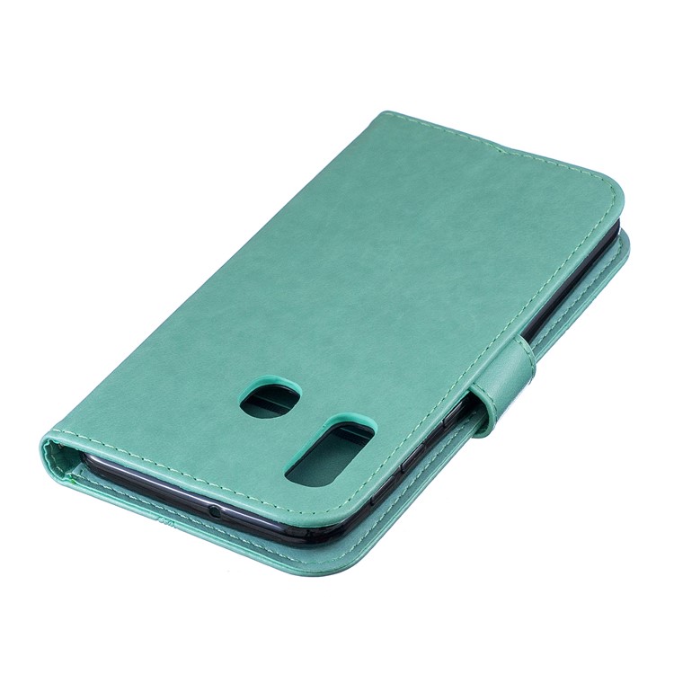 Impressum Schmetterling Blume Leder Brieftasche Für Samsung Galaxy A20E - Cyan-6