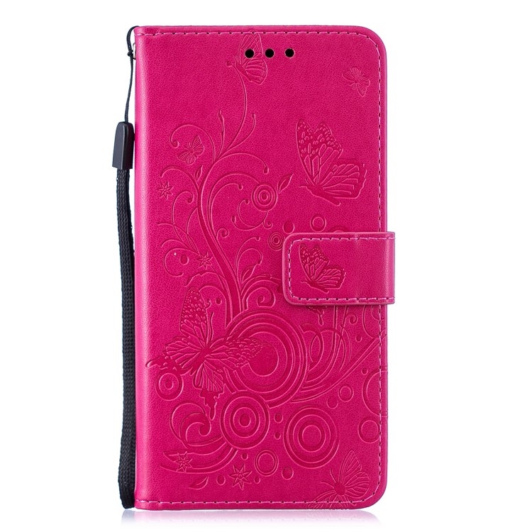 Imprint Butterfly Flower Leather Wallet Case for Samsung Galaxy A20e - Rose-1