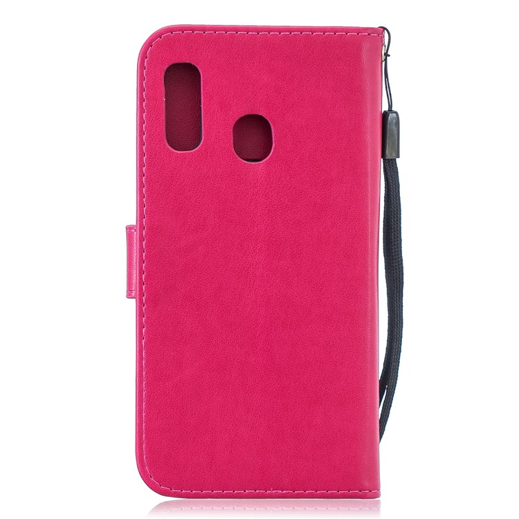 Imprint Butterfly Flower Leather Wallet Case for Samsung Galaxy A20e - Rose-2