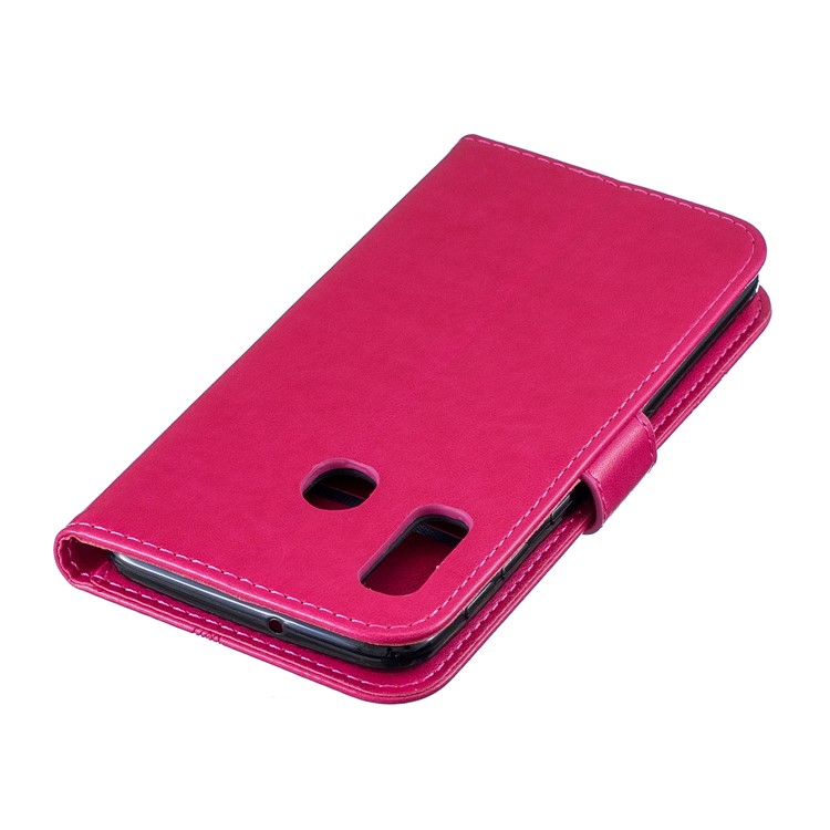 Imprint Butterfly Flower Leather Wallet Case for Samsung Galaxy A20e - Rose-6