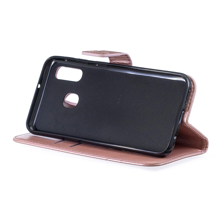 Imprint Butterfly Flower Leather Wallet Case for Samsung Galaxy A20e - Rose Gold-4