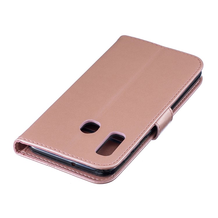 Imprint Butterfly Flower Leather Wallet Case for Samsung Galaxy A20e - Rose Gold-6
